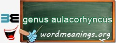 WordMeaning blackboard for genus aulacorhyncus